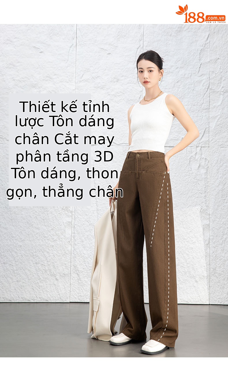 Quần jean nữ ống rộng cạp cao dáng suông chất cotton wash mềm — Màu xám lạnh chi tiết 9