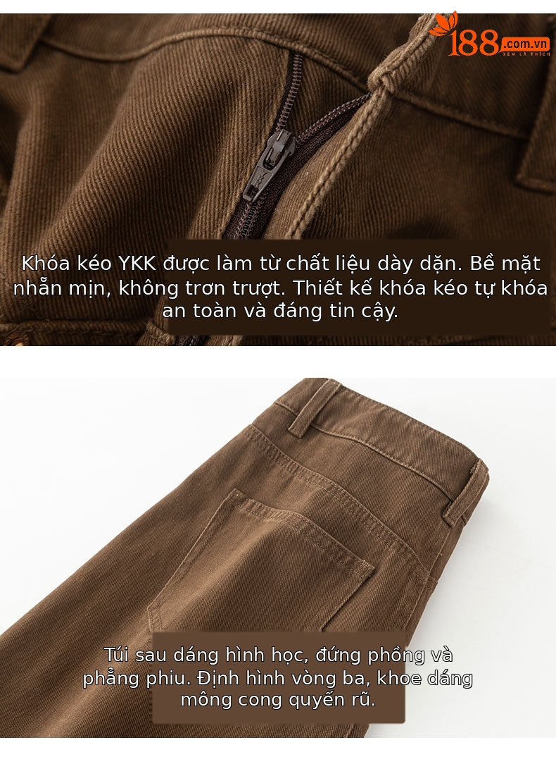 Quần jean nữ ống rộng cạp cao dáng suông chất cotton wash mềm — Màu xám lạnh chi tiết 15