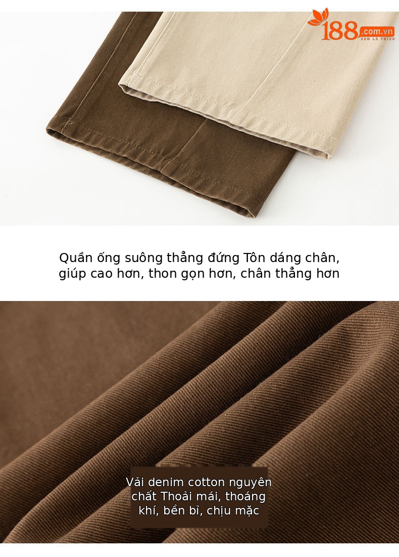 Quần jean nữ ống rộng cạp cao dáng suông chất cotton wash mềm — Màu xám lạnh chi tiết 16