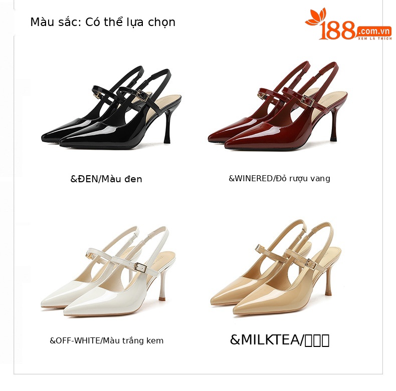 Giày cao gót nữ mũi nhọn kiểu Pháp, gót 8 cm, không gót sau — Màu trà sữa-8CM chi tiết 1