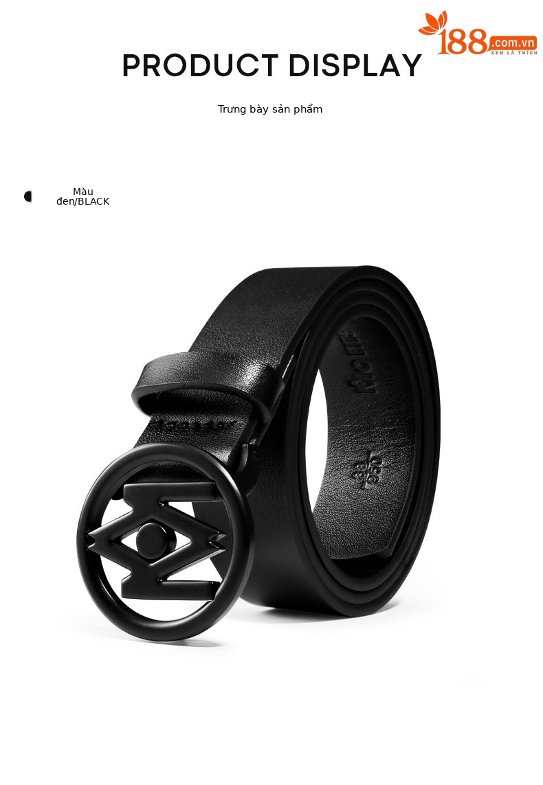 Thắt lưng nữ da bò lớp đầu khóa tròn thép không gỉ phong cách đơn giản dễ phối — Một size chi tiết 11