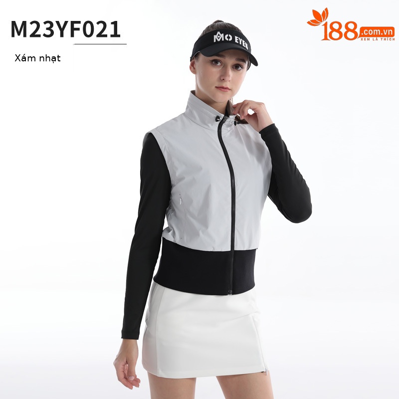 Áo gi lê golf nữ cổ đứng chống gió có khóa kéo — M23YF021-Vest màu xám nhạt, M23YF021-Áo vest trắng, M23YF021-Áo vest đen