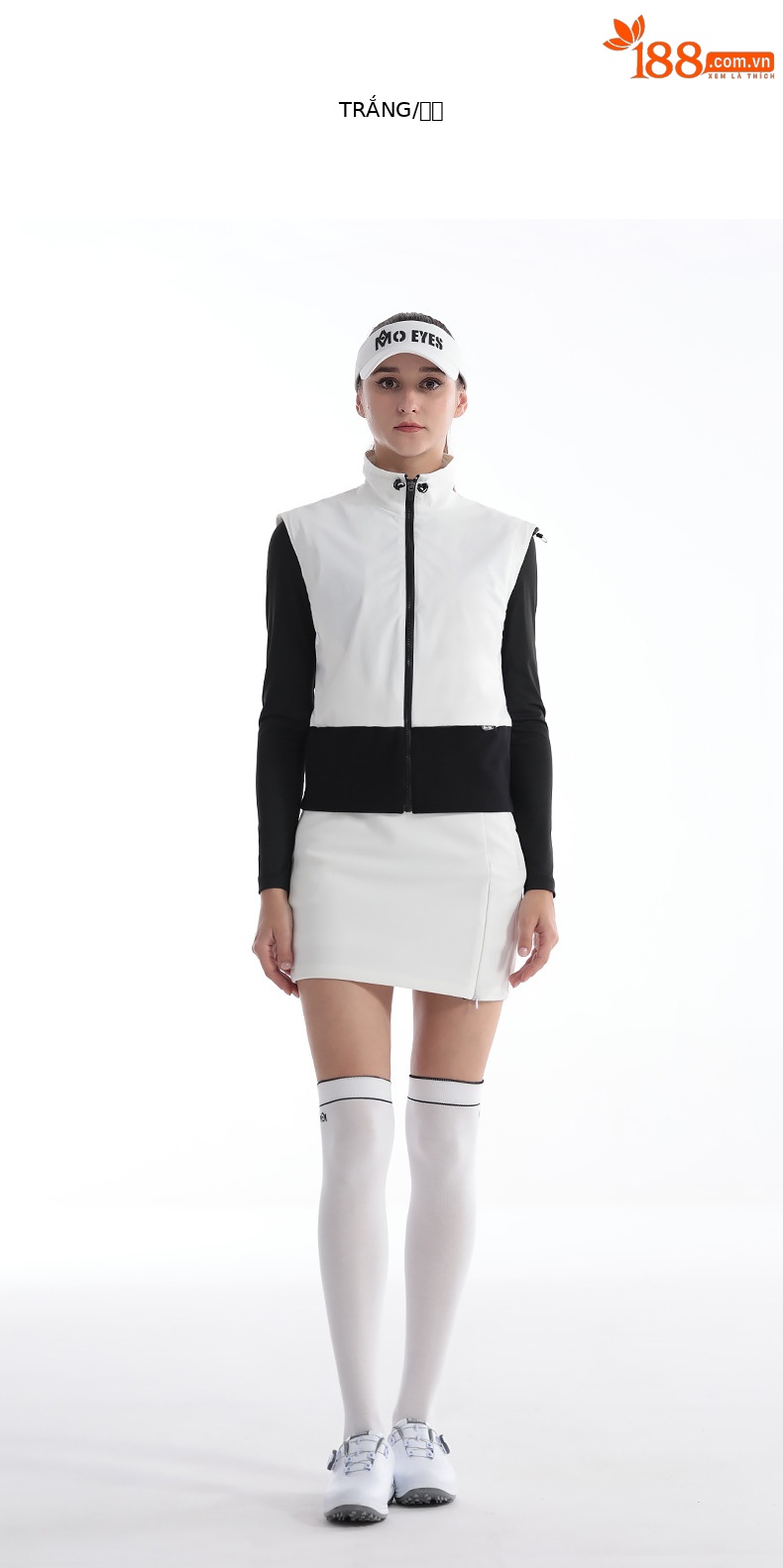 Áo gi lê golf nữ cổ đứng chống gió có khóa kéo — M23YF021-Vest màu xám nhạt, M23YF021-Áo vest trắng, M23YF021-Áo vest đen chi tiết 6