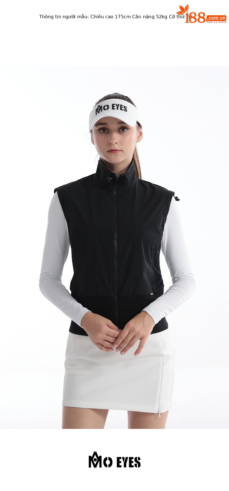Áo gi lê golf nữ cổ đứng chống gió có khóa kéo — M23YF021-Vest màu xám nhạt, M23YF021-Áo vest trắng, M23YF021-Áo vest đen chi tiết 10