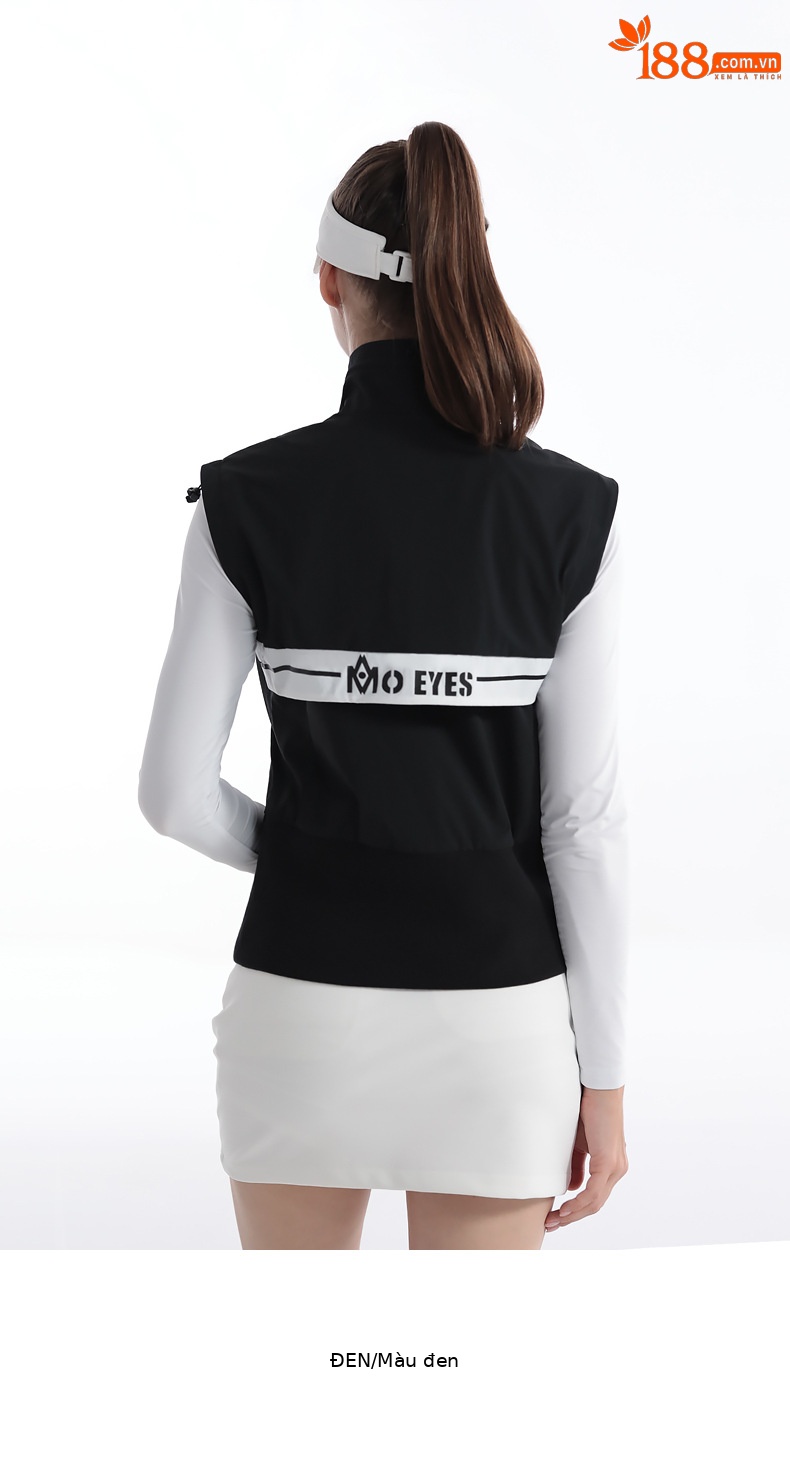 Áo gi lê golf nữ cổ đứng chống gió có khóa kéo — M23YF021-Vest màu xám nhạt, M23YF021-Áo vest trắng, M23YF021-Áo vest đen chi tiết 11
