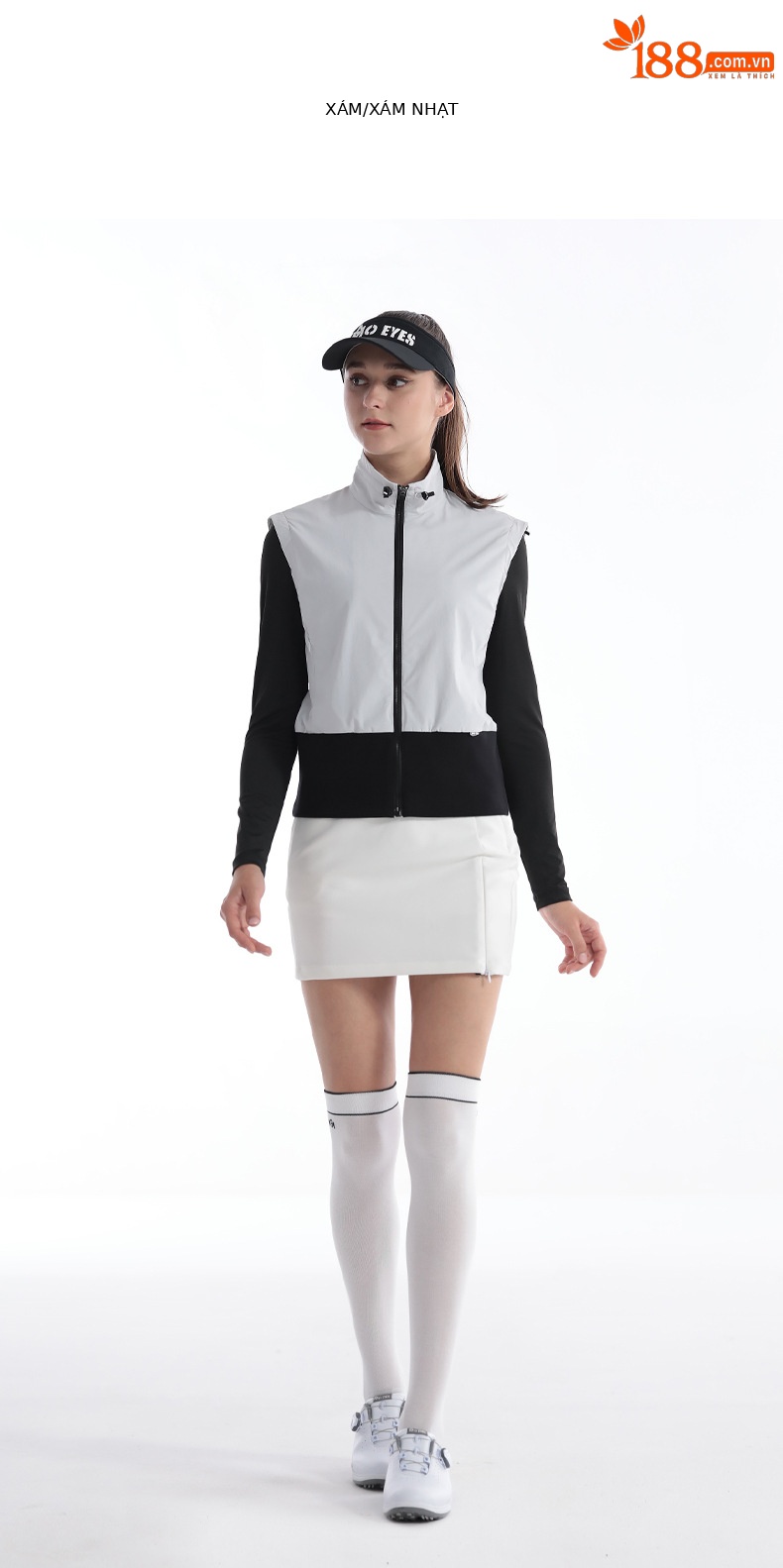 Áo gi lê golf nữ cổ đứng chống gió có khóa kéo — M23YF021-Vest màu xám nhạt, M23YF021-Áo vest trắng, M23YF021-Áo vest đen chi tiết 18