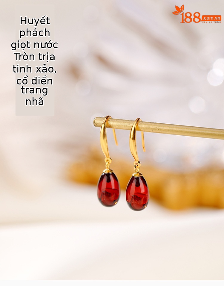 Bông tai hình giọt nước mạ vàng bạc S925 dáng dài cổ điển — Kiểu màu bạc chi tiết 1