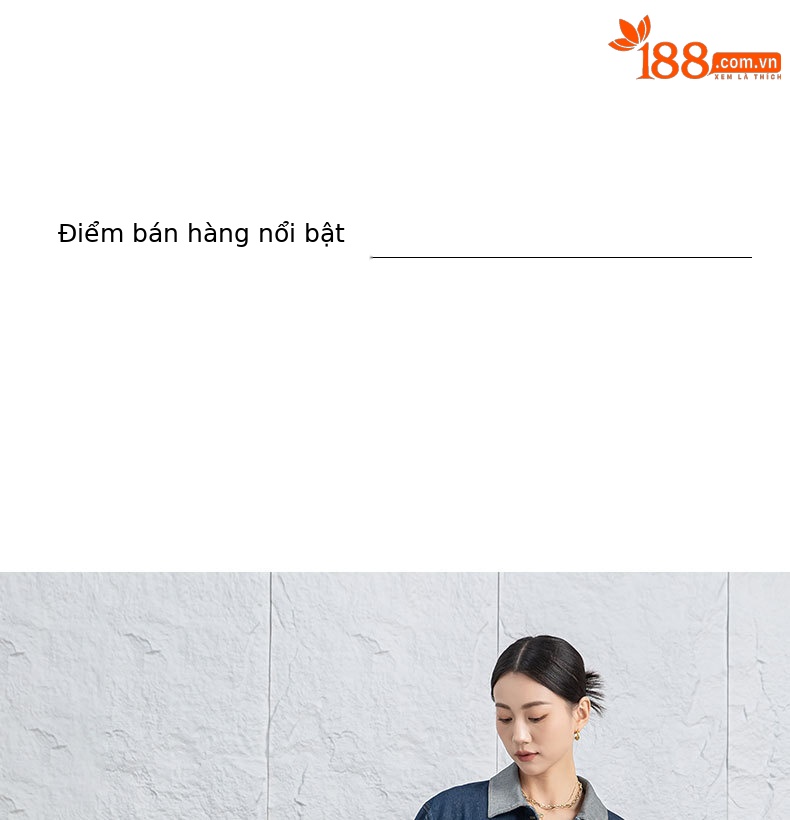 Áo khoác denim nữ dáng ngắn cổ bẻ, phong cách Hàn Quốc — Xanh lam hoài cổ chi tiết 6