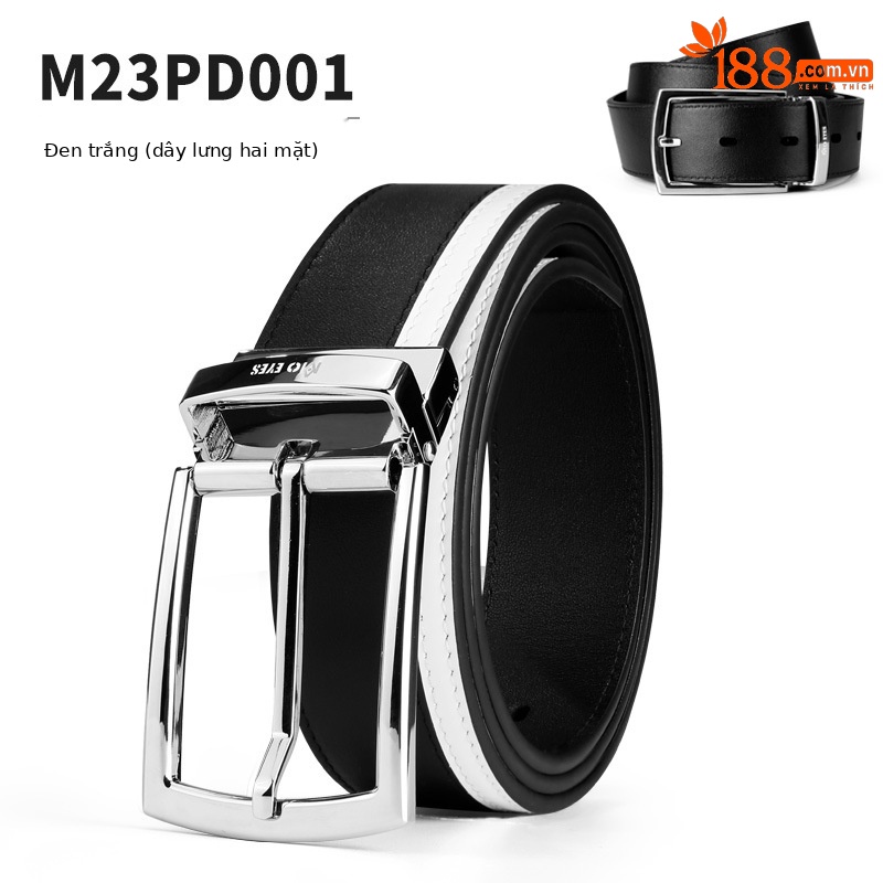 Thắt lưng da bò lớp đầu nam hai mặt xoay mắt ma thuật moeyes — M23PD001-Đen Trắng, M23PD001-Đen