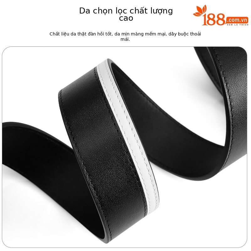 Thắt lưng da bò lớp đầu nam hai mặt xoay mắt ma thuật moeyes — M23PD001-Đen Trắng, M23PD001-Đen