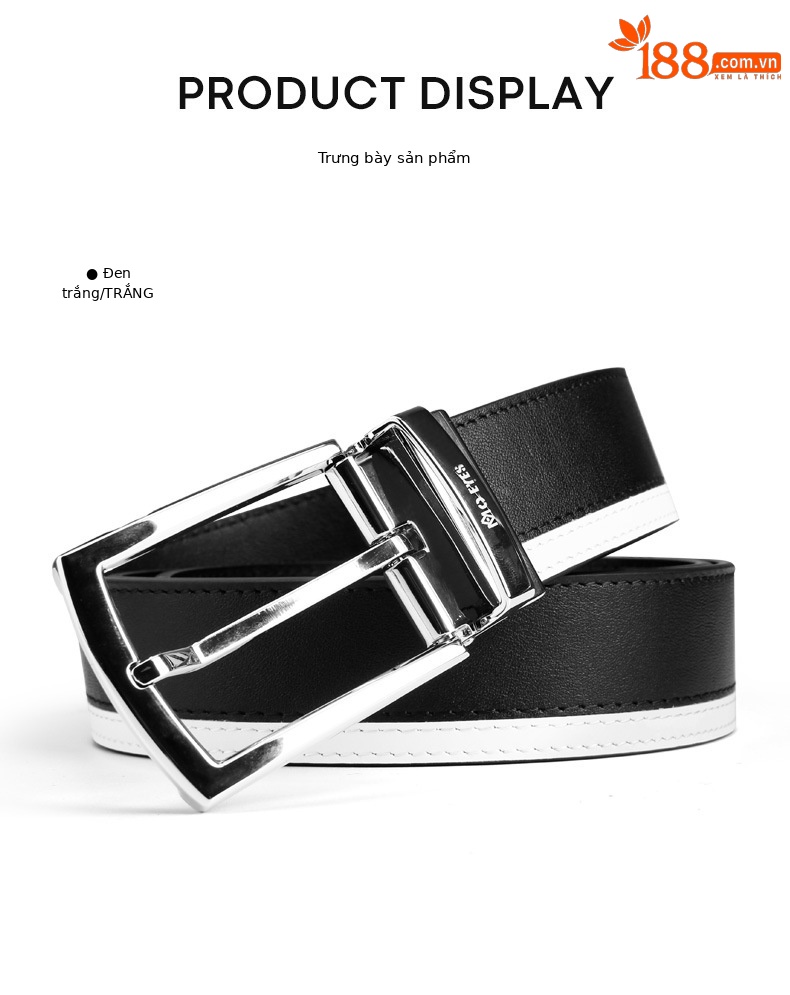Thắt lưng da bò lớp đầu nam hai mặt xoay mắt ma thuật moeyes — M23PD001-Đen Trắng, M23PD001-Đen chi tiết 11