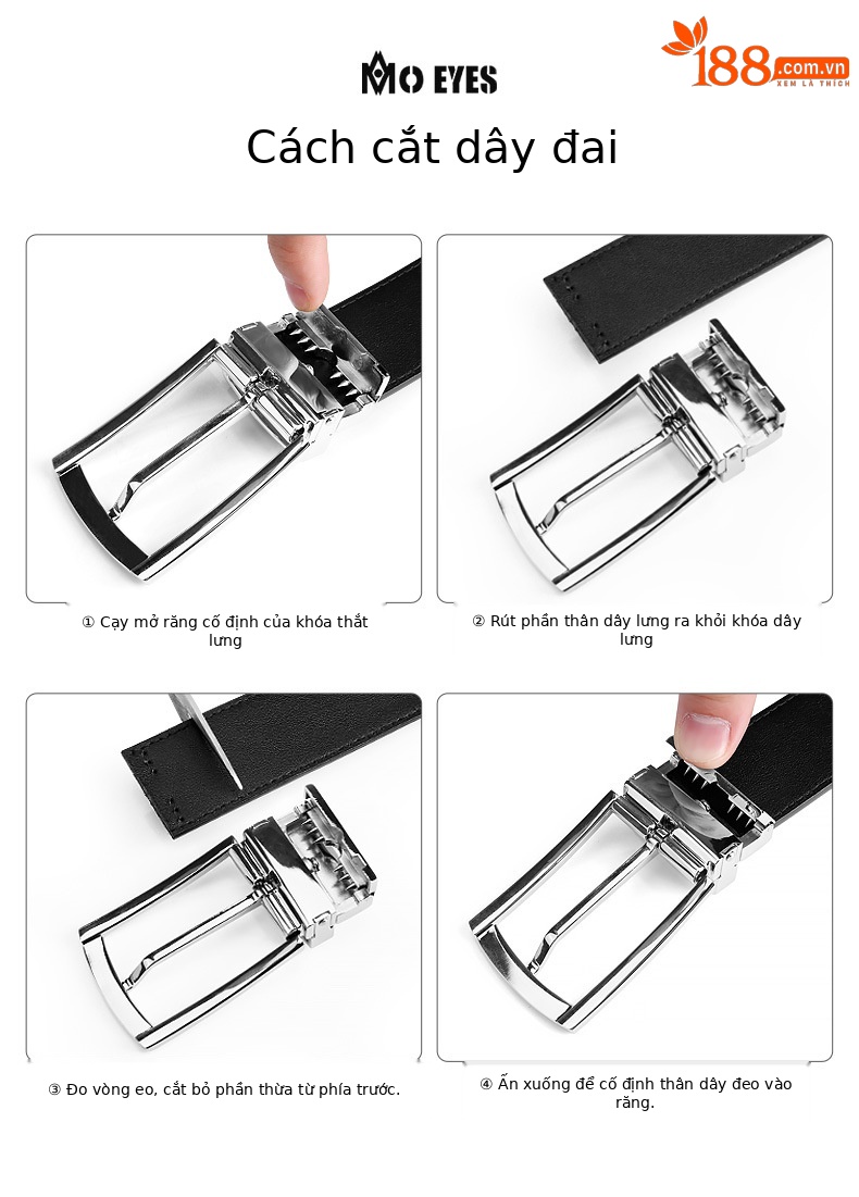 Thắt lưng da bò lớp đầu nam hai mặt xoay mắt ma thuật moeyes — M23PD001-Đen Trắng, M23PD001-Đen chi tiết 3