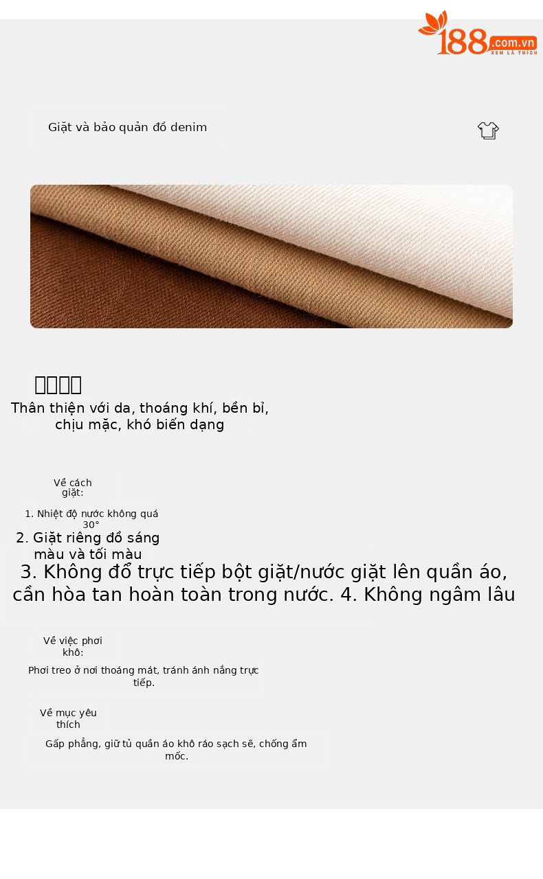 Quần jean nữ cạp cao co giãn ống rộng dáng lưỡi liềm — Màu be chi tiết 5