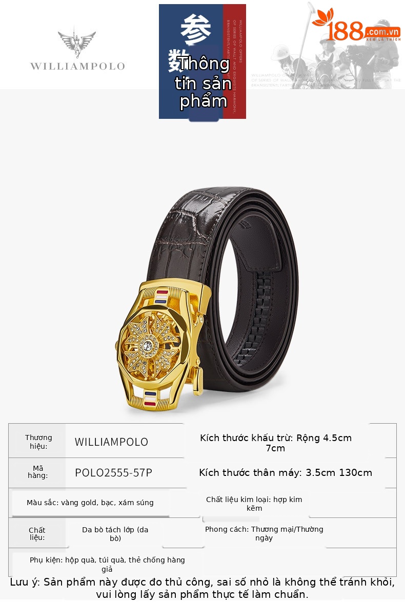 Thắt lưng nam da bò hai lớp vân cá sấu Emperor Paul – phong cách thời trang dễ phối — 120cm, 130cm, 110cm, 125cm chi tiết 10