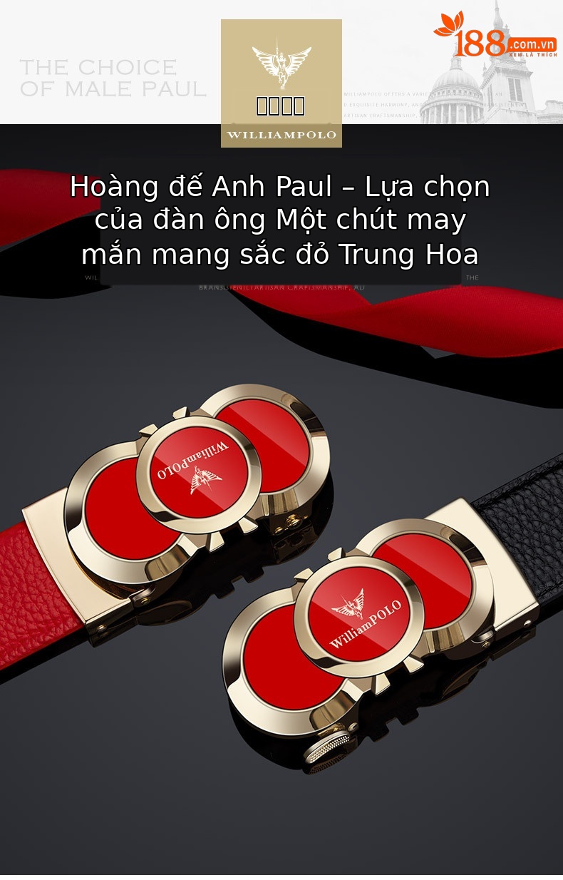 Thắt lưng da nam Emperor Paul da bò lớp đầu tiên khóa vàng — 120cm, 130cm, 110cm, 125cm chi tiết 1