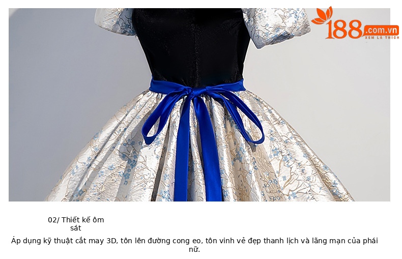 Váy dạ hội tutu trễ vai ôm body dáng dài, phù hợp biểu diễn thanh nhạc, thi nghệ thuật sân khấu — Màu như hình chi tiết 10