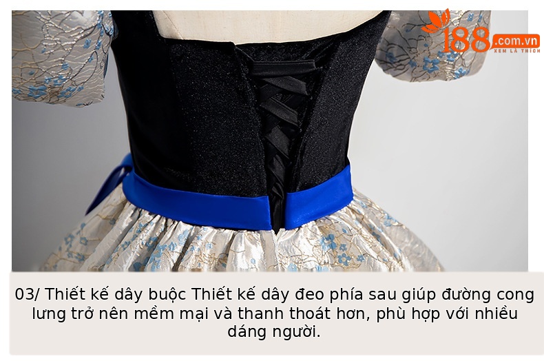 Váy dạ hội tutu trễ vai ôm body dáng dài, phù hợp biểu diễn thanh nhạc, thi nghệ thuật sân khấu — Màu như hình chi tiết 11