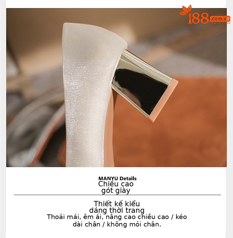 Giày cao gót nữ mũi nhọn satin gót thô Jin Gang CH60-41 — Màu đỏ rượu chi tiết 6