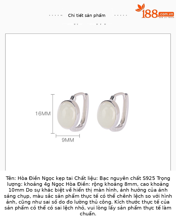 Bông tai bạc S925 mặt trứng hình học họa tiết nai — Một cặp chi tiết 3