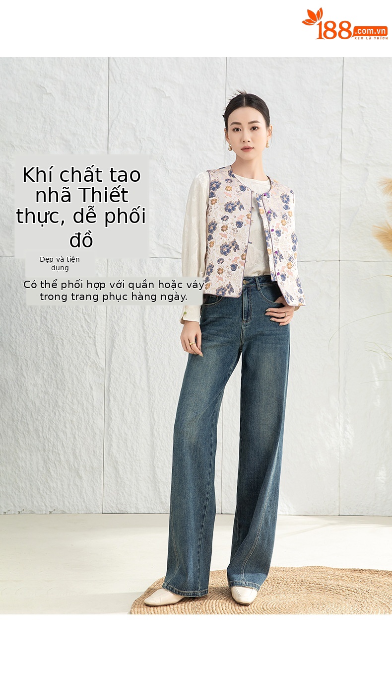 Áo vest cách tân Trung Quốc nữ satin cổ điển, tay loe, khuy cài nút vải — Màu tím sâm panh chi tiết 14