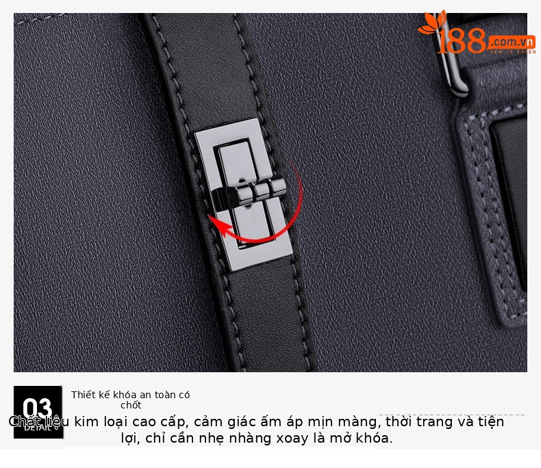 Cặp da nam thương hiệu Emperor Paul đựng laptop 15 inch, da bò hai lớp chống mài mòn, phù hợp hội nghị công sở — Màu đen chi tiết 13