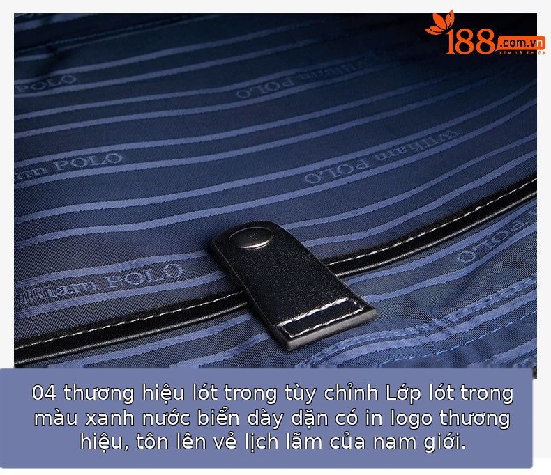 Cặp da nam thương hiệu Emperor Paul đựng laptop 15 inch, da bò hai lớp chống mài mòn, phù hợp hội nghị công sở — Màu đen chi tiết 14