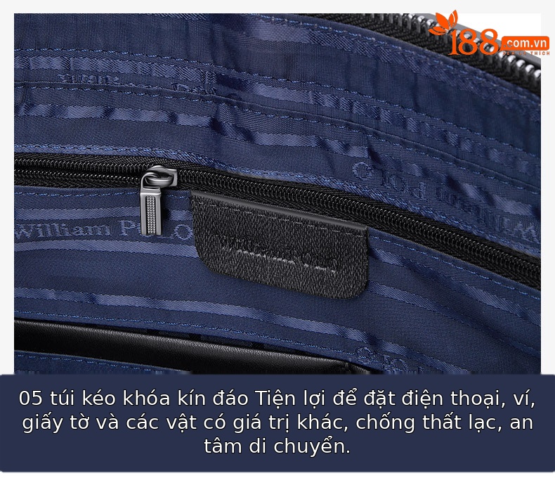 Cặp da nam thương hiệu Emperor Paul đựng laptop 15 inch, da bò hai lớp chống mài mòn, phù hợp hội nghị công sở — Màu đen chi tiết 15