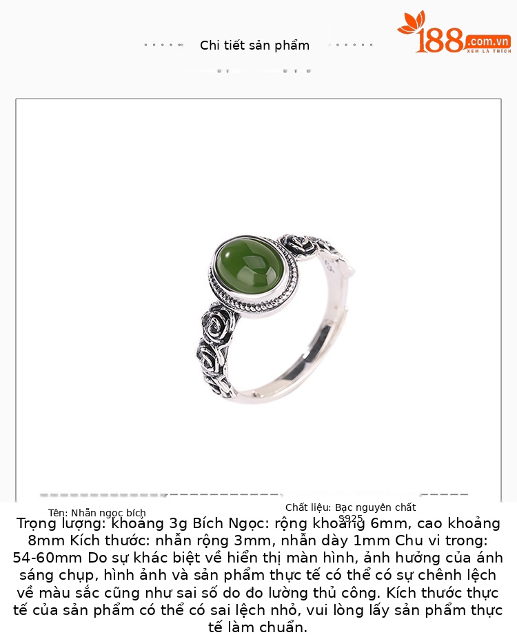 Nhẫn bạc S925 đính đá jasper đỏ cổ điển họa tiết hoa hồng mặt trứng — Mẫu đỏ nam chi tiết 2
