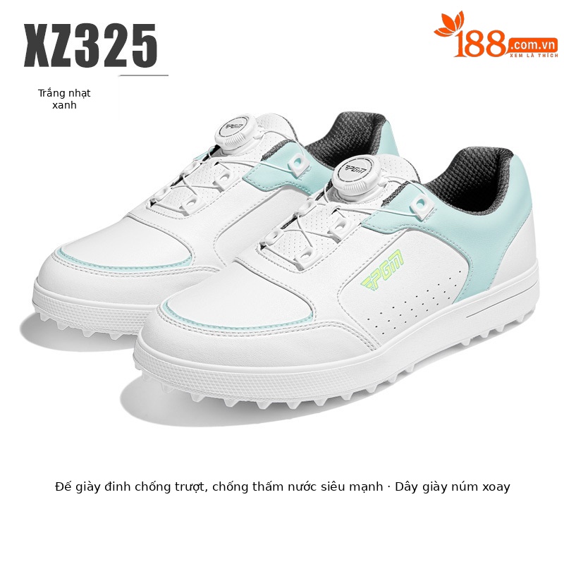 Giày golf nữ PGM đế cố định chống trượt siêu chống thấm — XZ325-Trắng xanh nhạt