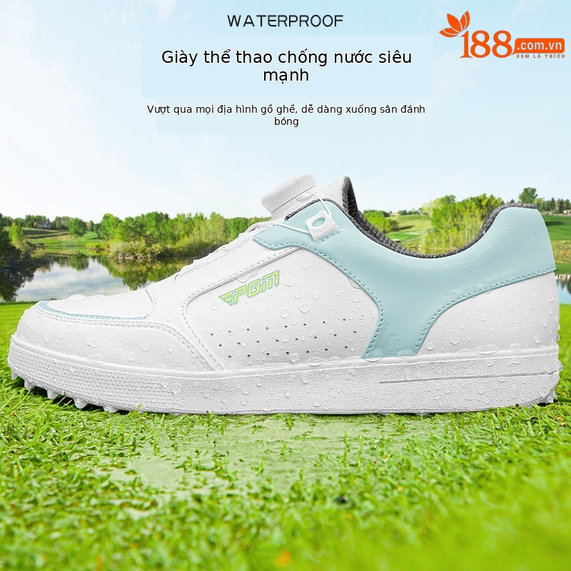 Giày golf nữ PGM đế cố định chống trượt siêu chống thấm — XZ325-Trắng xanh nhạt