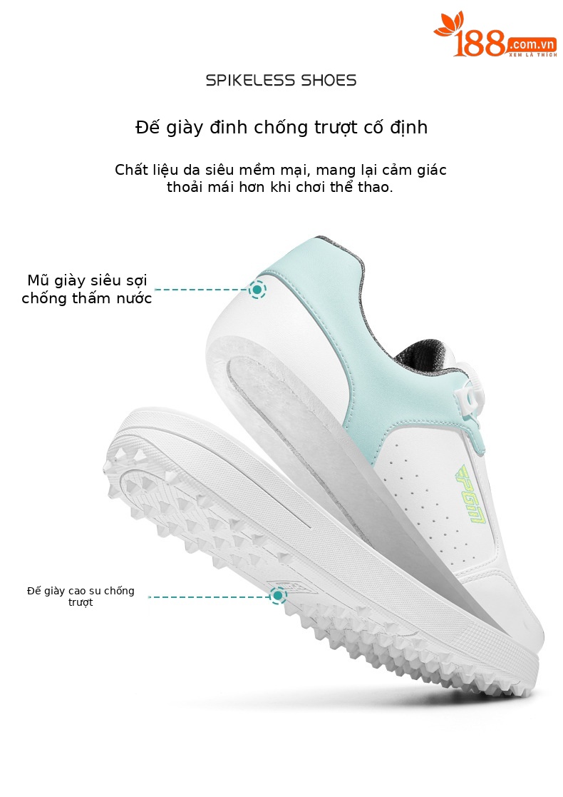 Giày golf nữ PGM đế cố định chống trượt siêu chống thấm — XZ325-Trắng xanh nhạt chi tiết 4