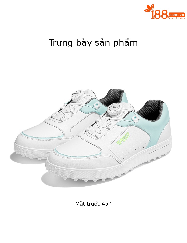 Giày golf nữ PGM đế cố định chống trượt siêu chống thấm — XZ325-Trắng xanh nhạt chi tiết 12