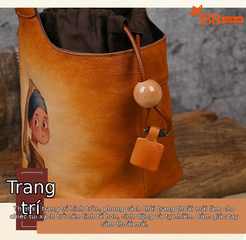 Túi xô nữ da bò nguyên tấm in họa tiết vẽ tay cổ điển phong cách Trung Hoa nghệ thuật — Vàng cổ điển, Nâu cổ điển, Xanh lá cổ điển chi tiết 5