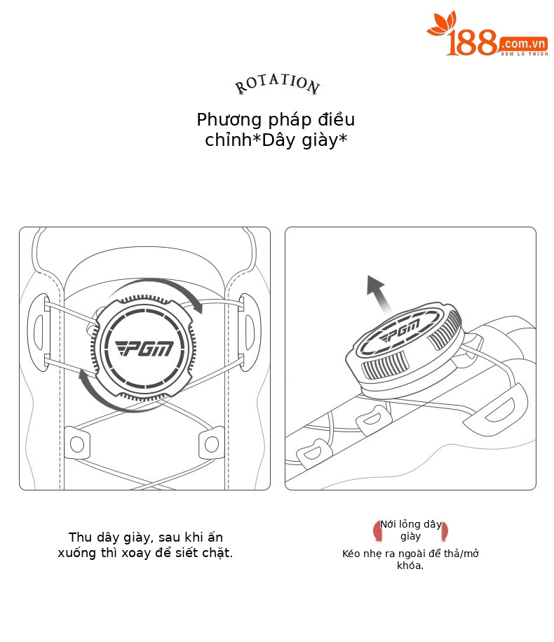 Giày golf nữ PGM siêu chống thấm nước, đế chống trượt có núm vặn, dây giày thể thao — XZ330-màu hồng, XZ330-Trắng hồng chi tiết 6