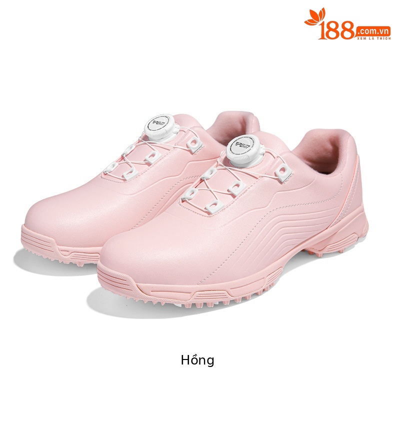 Giày golf nữ PGM siêu chống thấm nước, đế chống trượt có núm vặn, dây giày thể thao — XZ330-màu hồng, XZ330-Trắng hồng chi tiết 17
