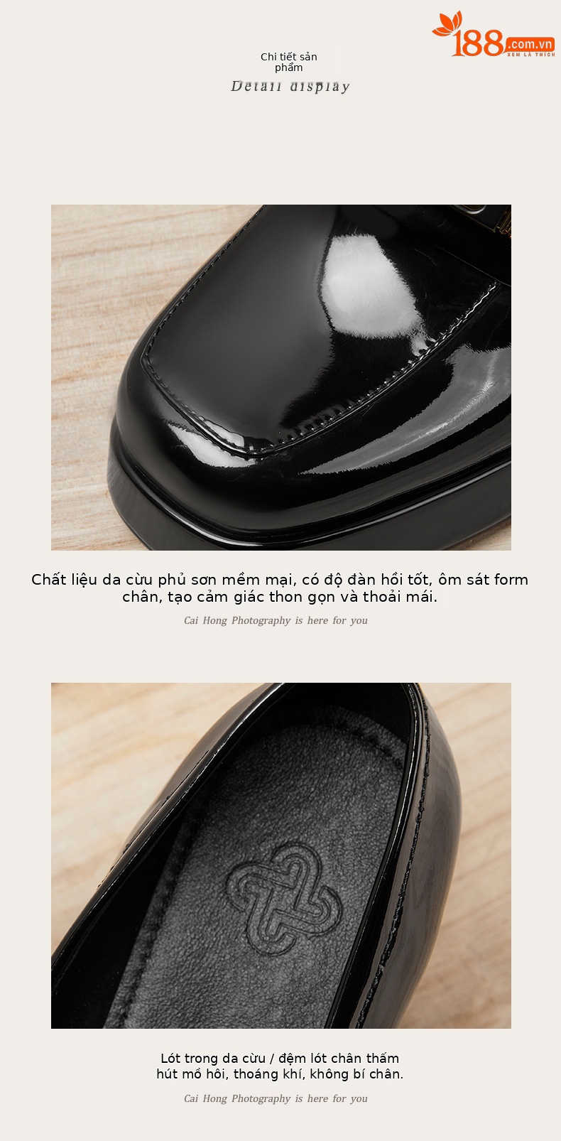 Giày cao gót nữ mũi vuông, gót vuông ổn định, đế platform chống thấm, phù hợp đi làm và dạo phố — Màu đen chi tiết 5