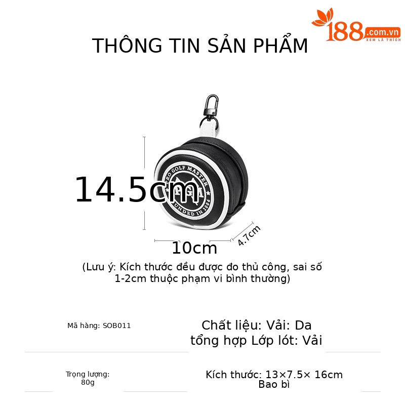Túi đeo thắt lưng golf PGM mini chống nước đựng 3 bóng — SOB011-Đen trắng