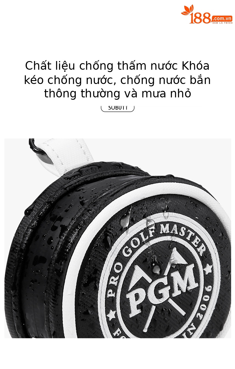 Túi đeo thắt lưng golf PGM mini chống nước đựng 3 bóng — SOB011-Đen trắng chi tiết 4