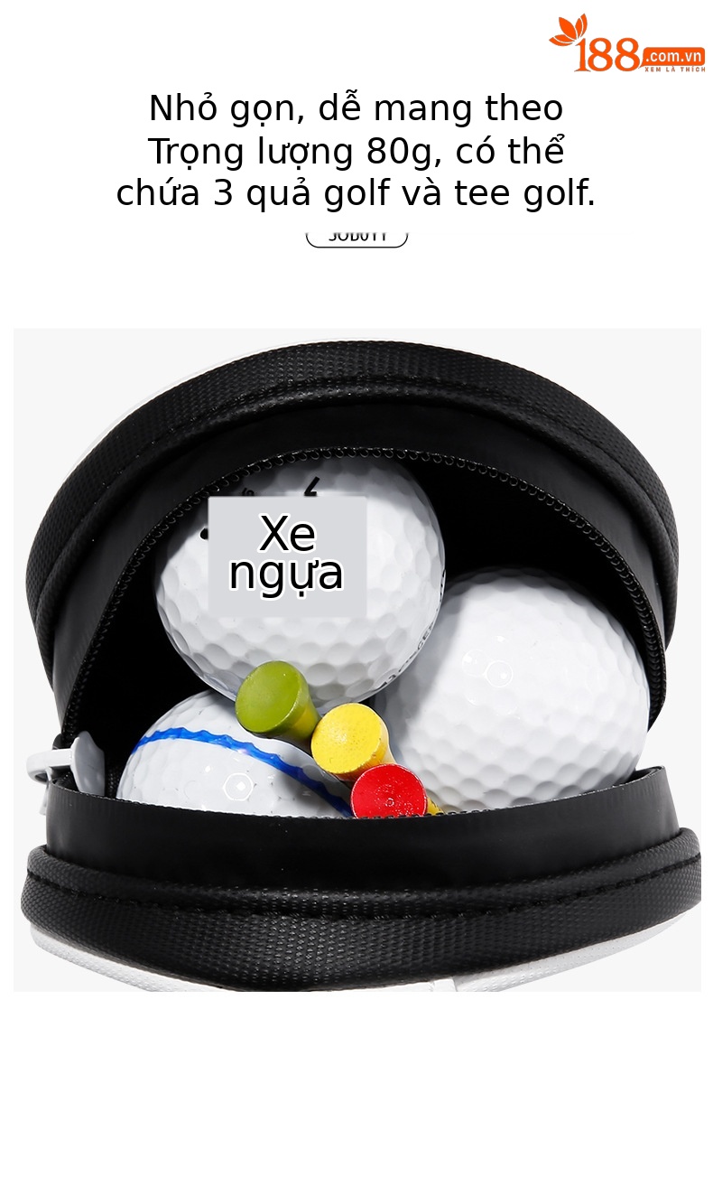 Túi đeo thắt lưng golf PGM mini chống nước đựng 3 bóng — SOB011-Đen trắng chi tiết 5