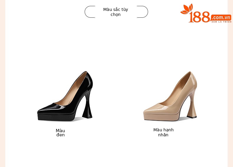 Giày cao gót mũi nhọn da thật gót vuông đế dày 12 cm — Màu Mơ (10) chi tiết 1