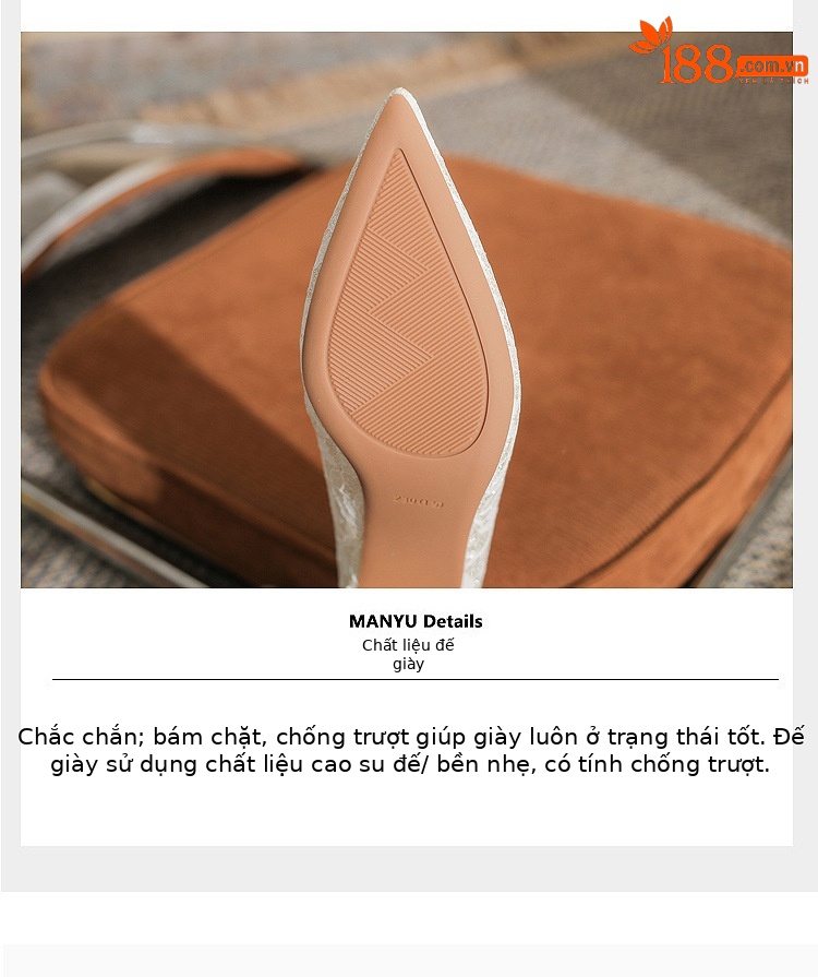 Giày cưới ren mũi nhọn gót thô Jin Gang CG6042 – giày cao gót nữ mùa xuân thu — Màu vàng nhạt chi tiết 7