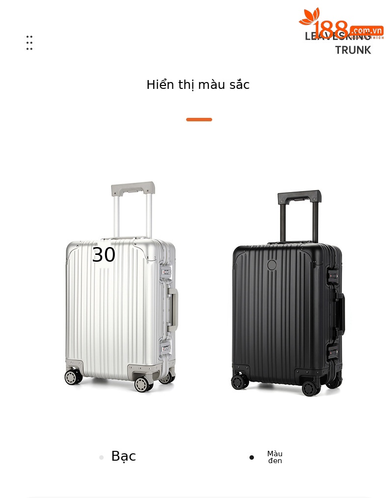 Vali xách tay hợp kim nhôm magiê cao cấp 19 inch cho doanh nhân — đen, bạc chi tiết 5