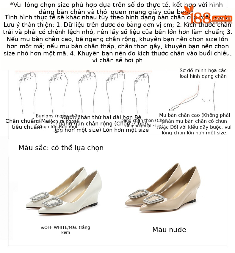 Giày cao gót nữ mũi nhọn đế xuồng đính đá, phong cách Âu Mỹ — Màu trắng be chi tiết 1