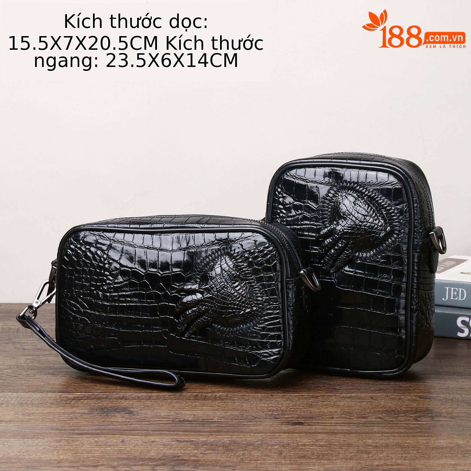 Túi đeo chéo nam họa tiết vảy cá sấu phong cách thời trang, dây đeo điều chỉnh, phù hợp mang điện thoại và vật dụng cá nhân khi ra ngoài