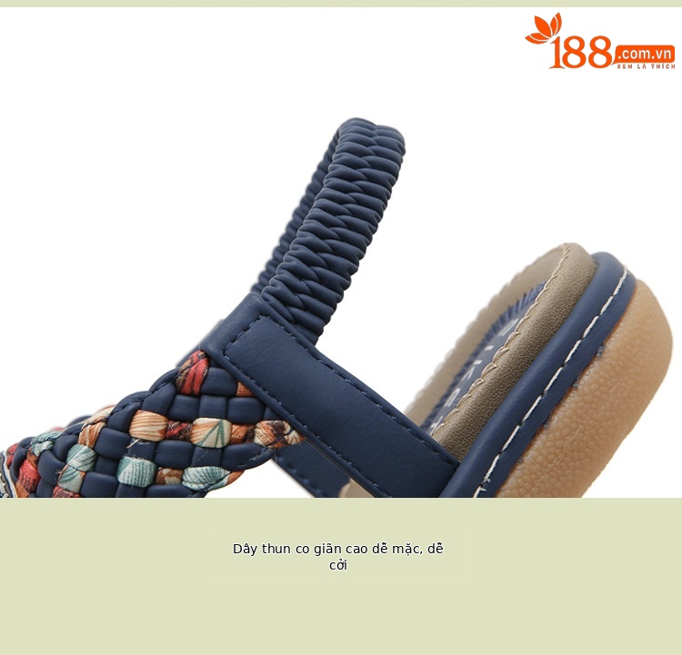 Dép sandal nữ đế bệt quai thun G923-1 Xuân Hè 2026 — Màu đen, Màu xanh ngọc, Màu mơ chi tiết 4