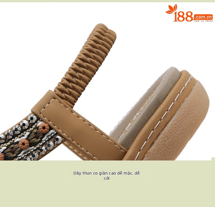 Dép sandal nữ đế bệt quai đàn hồi G923-3 Xuân Hè 2026 — Màu đen, Màu vàng đất, Màu mơ chi tiết 4
