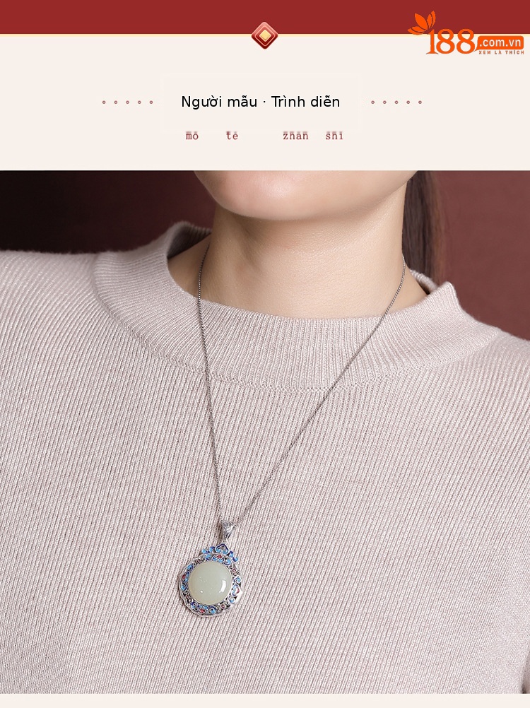 Mặt dây chuyền bạc S925 khắc họa tiết Ruyi may mắn, phối ngọc Hòa Điền — Cung Hoàng Đạo Hổ chi tiết 17