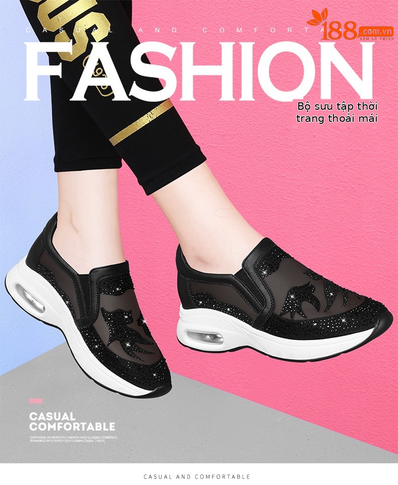 Giày sneaker nữ lưới thoáng khí đế dày phong cách thể thao đa năng — 9131 Màu đen, 9131 màu trắng chi tiết 3