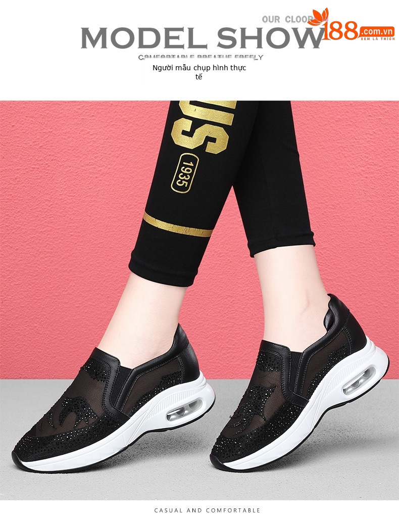 Giày sneaker nữ lưới thoáng khí đế dày phong cách thể thao đa năng — 9131 Màu đen, 9131 màu trắng chi tiết 6