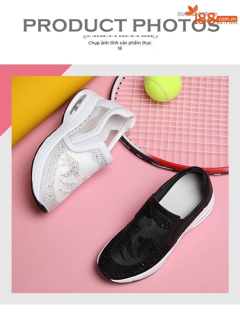 Giày sneaker nữ lưới thoáng khí đế dày phong cách thể thao đa năng — 9131 Màu đen, 9131 màu trắng chi tiết 10